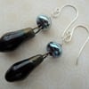 handmade sterling silver, lampwork and ceramic earrings