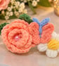 Handmade Floral Hair Clip – Crochet Peach Rose & Daisy - Image 2