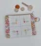 Coin purse in reclaimed embroidered cloth with Liberty trim and denim