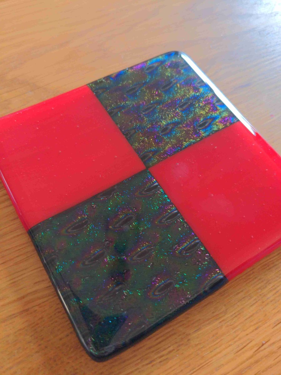 Fused Glass Checkerboard Coasters Colour choice 10cm 