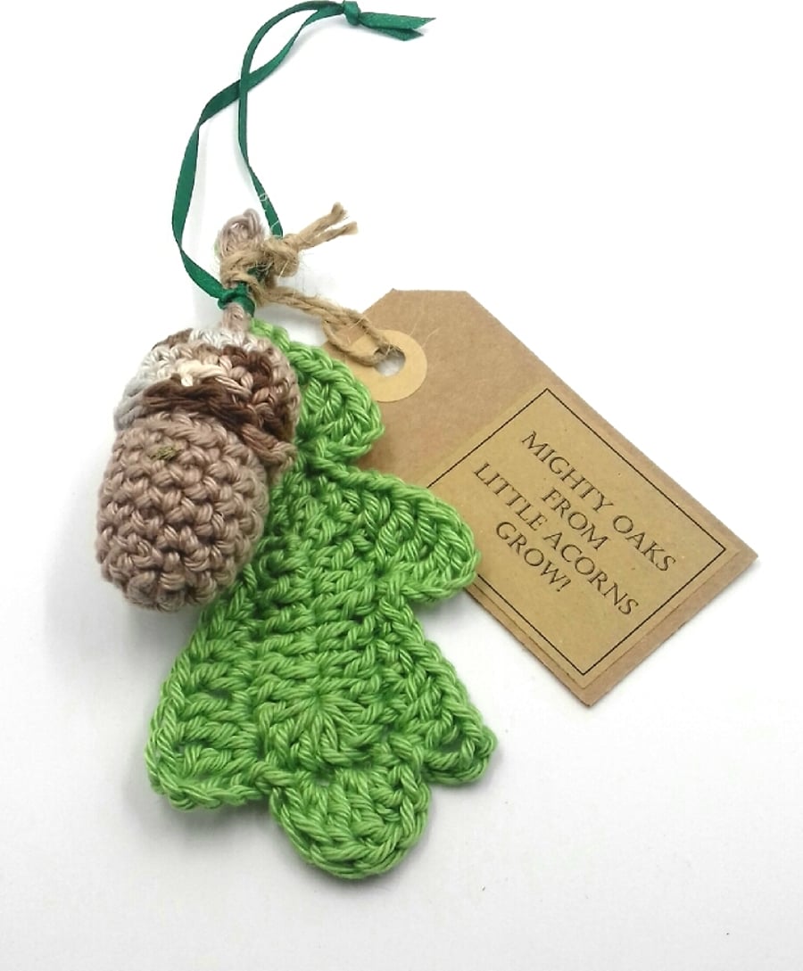 Reserved for Clare Crochet Acorn and Oak Leaf 