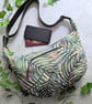 Large Cross Body Dumpling or Sling Bag with Leafy Design and Pink Lining 