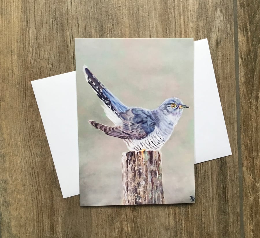 Cuckoo - small greeting card by UK artist Janet Bird