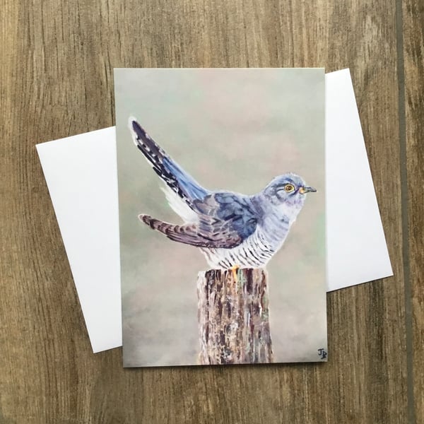 Cuckoo - small greeting card by UK artist Janet Bird