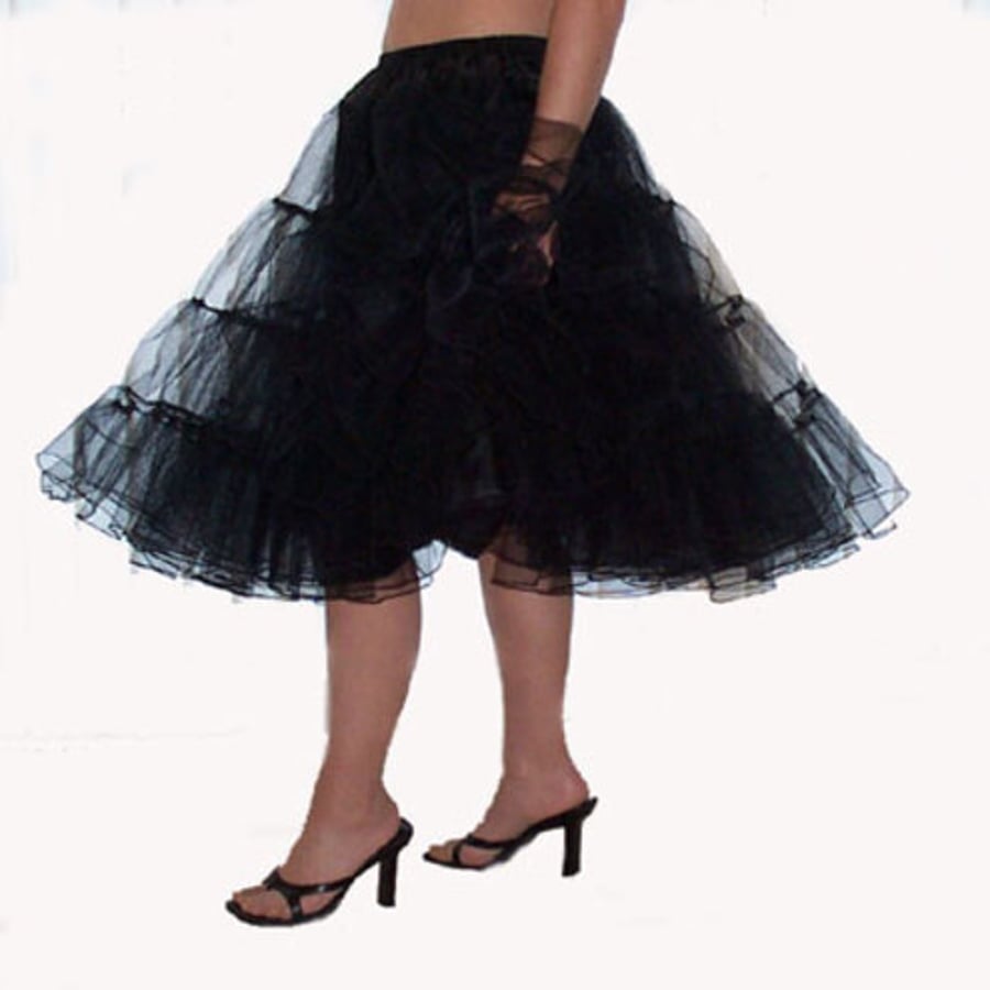 Black stiff net Rock 'N' Roll petticoat vintage style