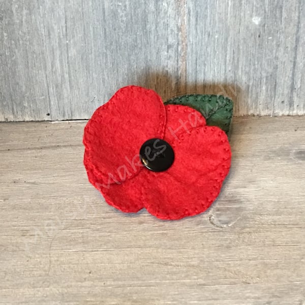 Remembrance Day Felt Poppy Brooch