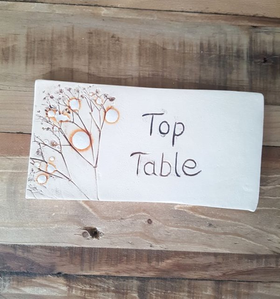 Top Table Wedding Tile with wooden easel
