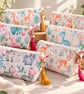 Handmade Zipped Fabric Pouch - Lined Washable Multipurpose Bag with Fun Charms - Image 2