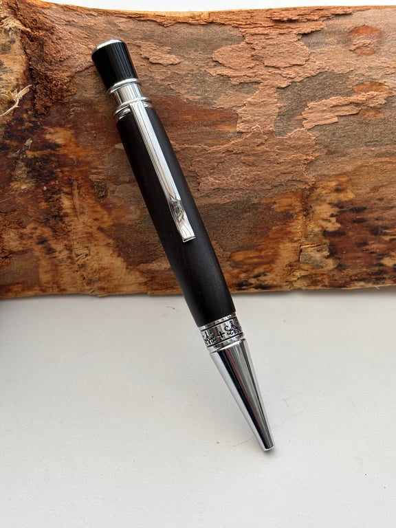 Ancient Bog Oak Pen - Elegant Twist Ballpoint  - Unusual Styling