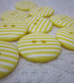 10 Candy Striped Bright Yellow Buttons - Image 1