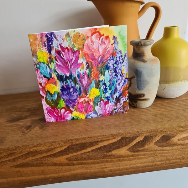 Abstract floral colourful art card