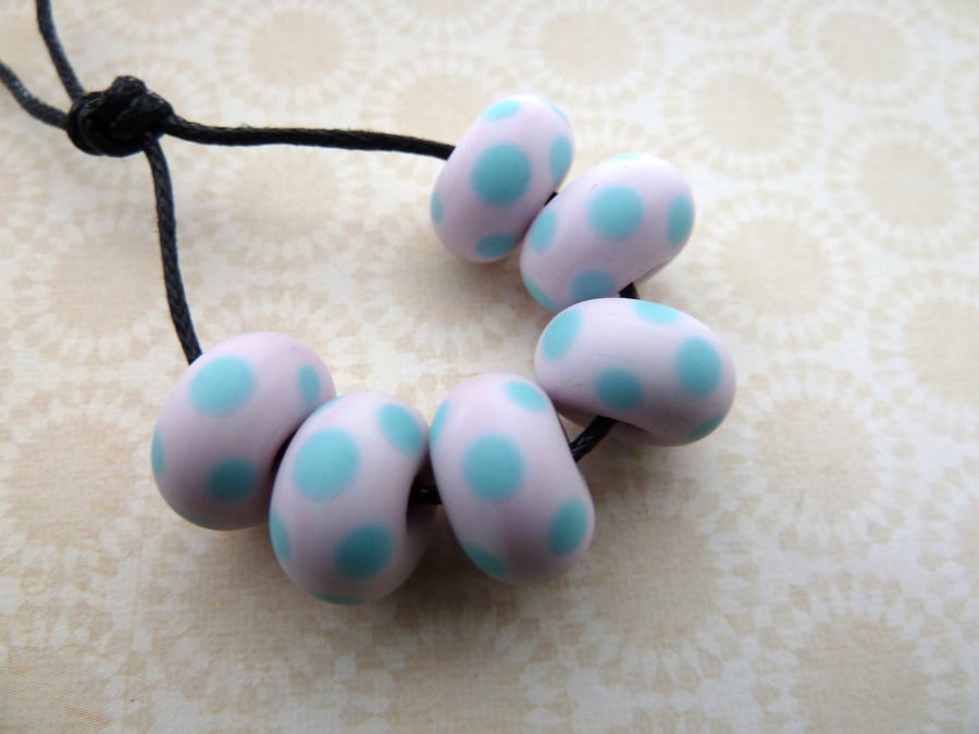 pink and blue lampwork glass beads