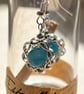A Message in a Bottle -Blue Cats Eye Earrings - Image 3