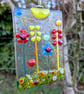 Artist made Fused Glass Flowers Suncatcher.