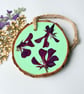 Pressed Pelargonium Flower Wood Slice Hanging Decoration Hand Painted - Image 3