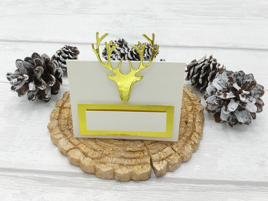 Christmas place settings. 10 stag head place cards. Winter weddings. Hogmanay.