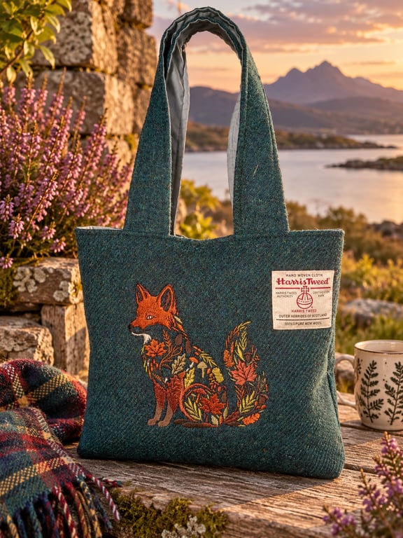  Harris Tweed Tote bag with fox design 