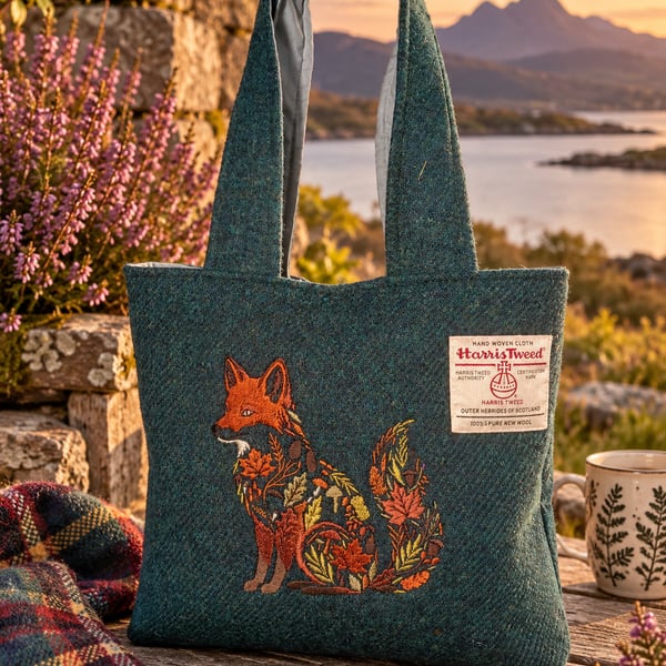  Harris Tweed Tote bag with fox design 
