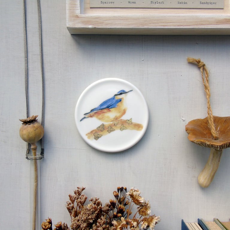 Nuthatch British Bird mini wall plate 