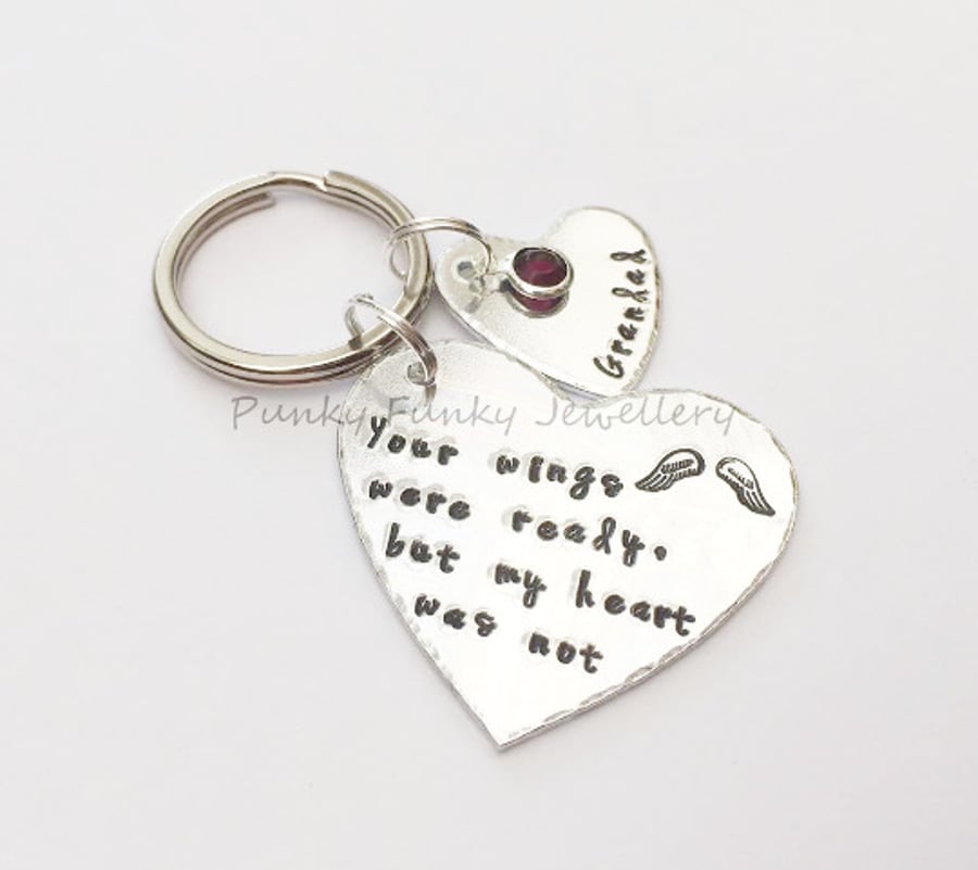 Personalised Memorial Keyring - Your Wings Were Ready But My Heart Was Not