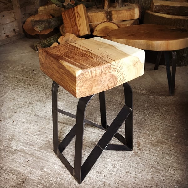 Solid Oak stool or side table
