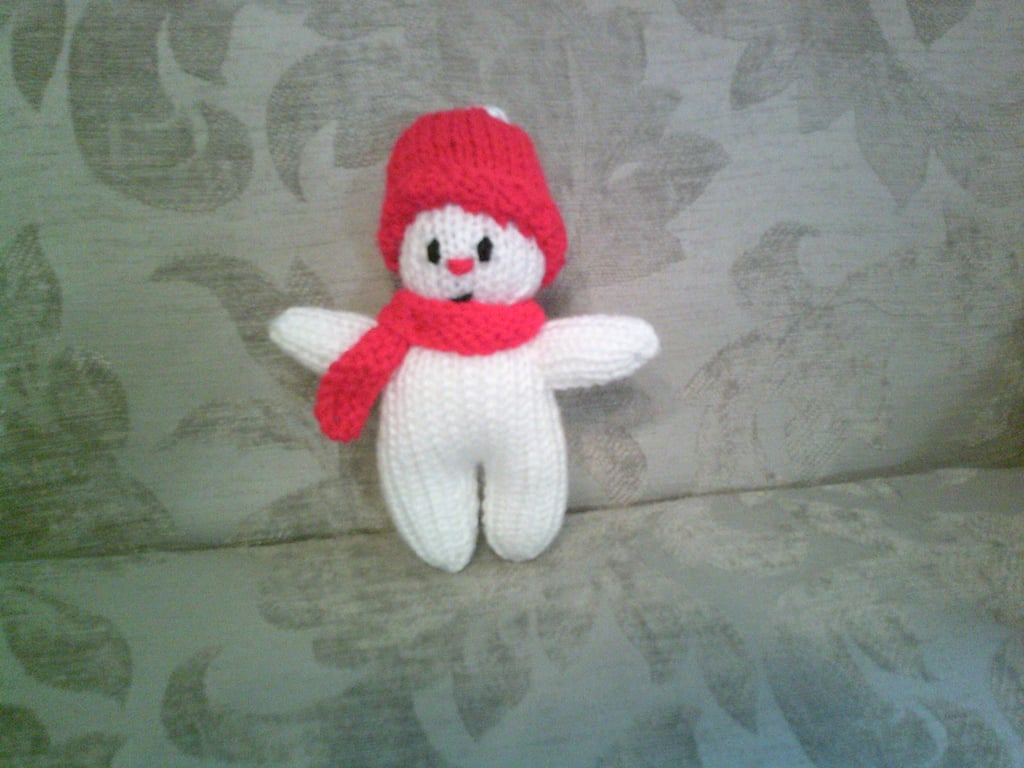 Small Hand Knitted Snowman Christmas Decoration