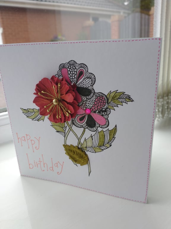 Spray of flowers happy birthday card
