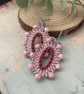 Hoop earrings, pretty pink handcrafted oval hoop glass beaded statement earrring - Image 5