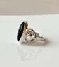 Black Agate Ring sterling silver Heart decoration - Image 4