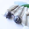 Blue white jasper earrings semi precious gemstone