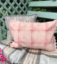 Hand Printed Organic Cotton Oblong Cushion - FOLKI - Rose Pink - Image 4