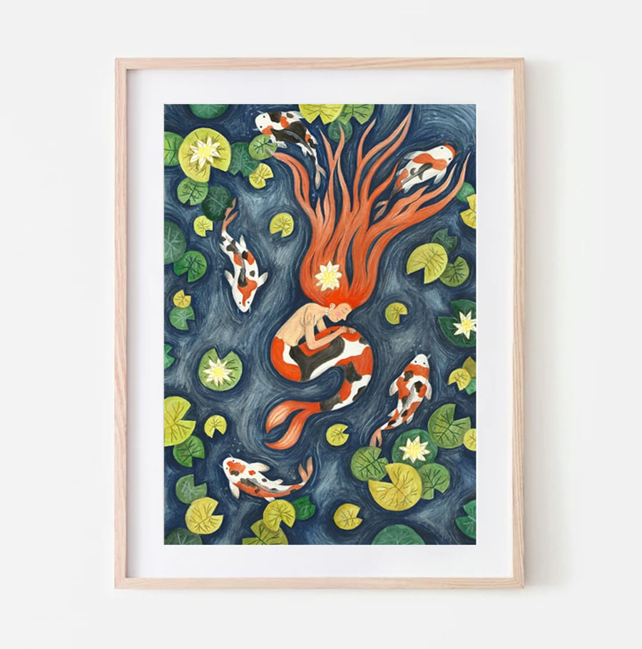 Mermaid print - Mythical Art Print - Mermaid lover - A4 art print