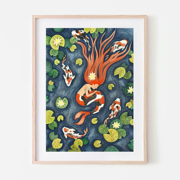Mermaid print - Mythical Art Print - Mermaid lover - A4 art print