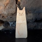 Tall Wooden Cat Shelf Sitter – Handmade Maple Cat Decoration
