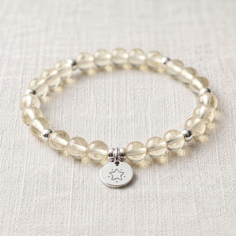 Lemon Quartz Crystal Bracelet, Optimism, Personalised Engraved Gift