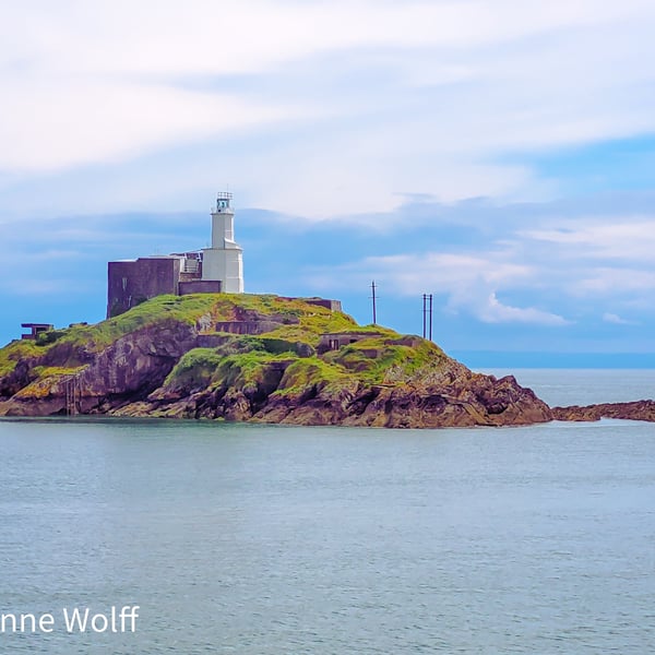 Photo Image of Mumbles Lighthouse, Swansea Bay, for wall art display