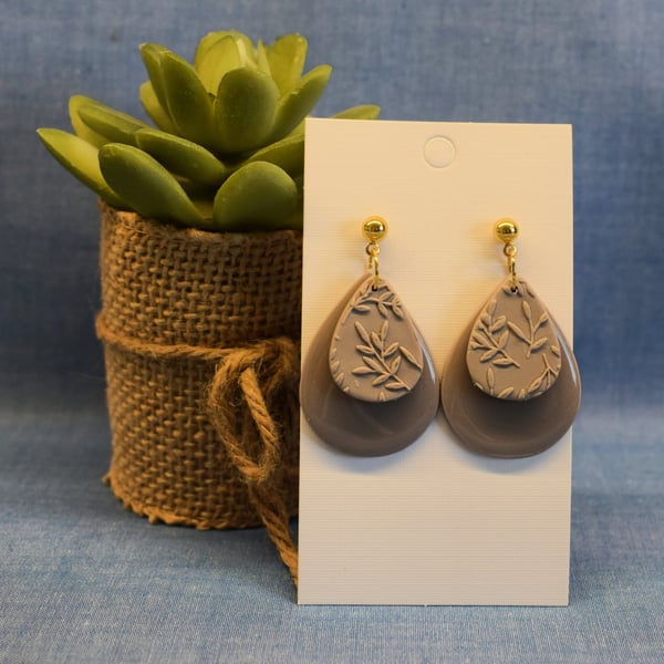 Layered Botanical Teardrop Earrings