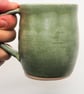 Large stoneware pottery mug finished in a sage green satin glaze - Image 3