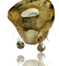 Silver Disc Earrings With Gold Droplet - Image 3