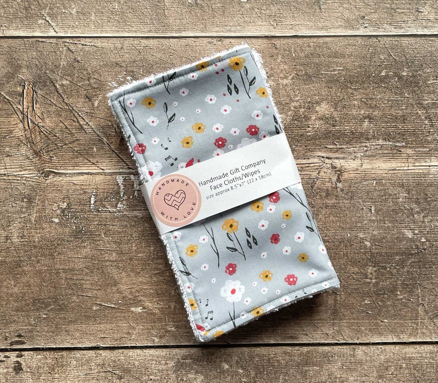 Handmade 2 Pk Face Wipes, Face Cloths, Face Flannels, Eco-Friendly Wipes-FCW12