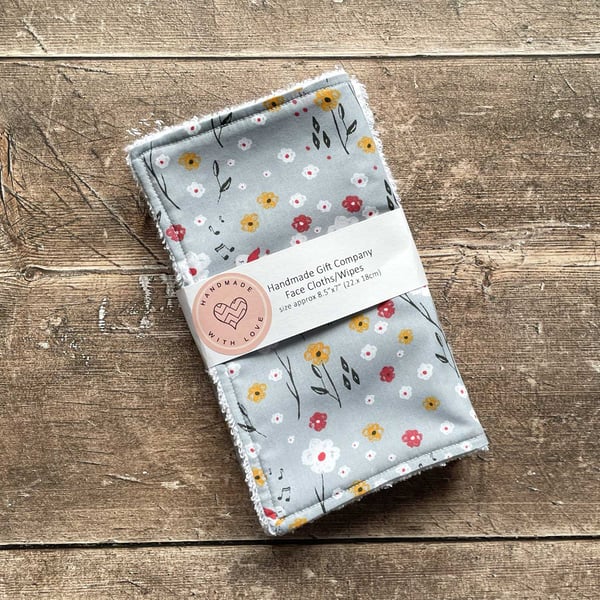 Handmade 2 Pk Face Wipes, Face Cloths, Face Flannels, Eco-Friendly Wipes-FCW12