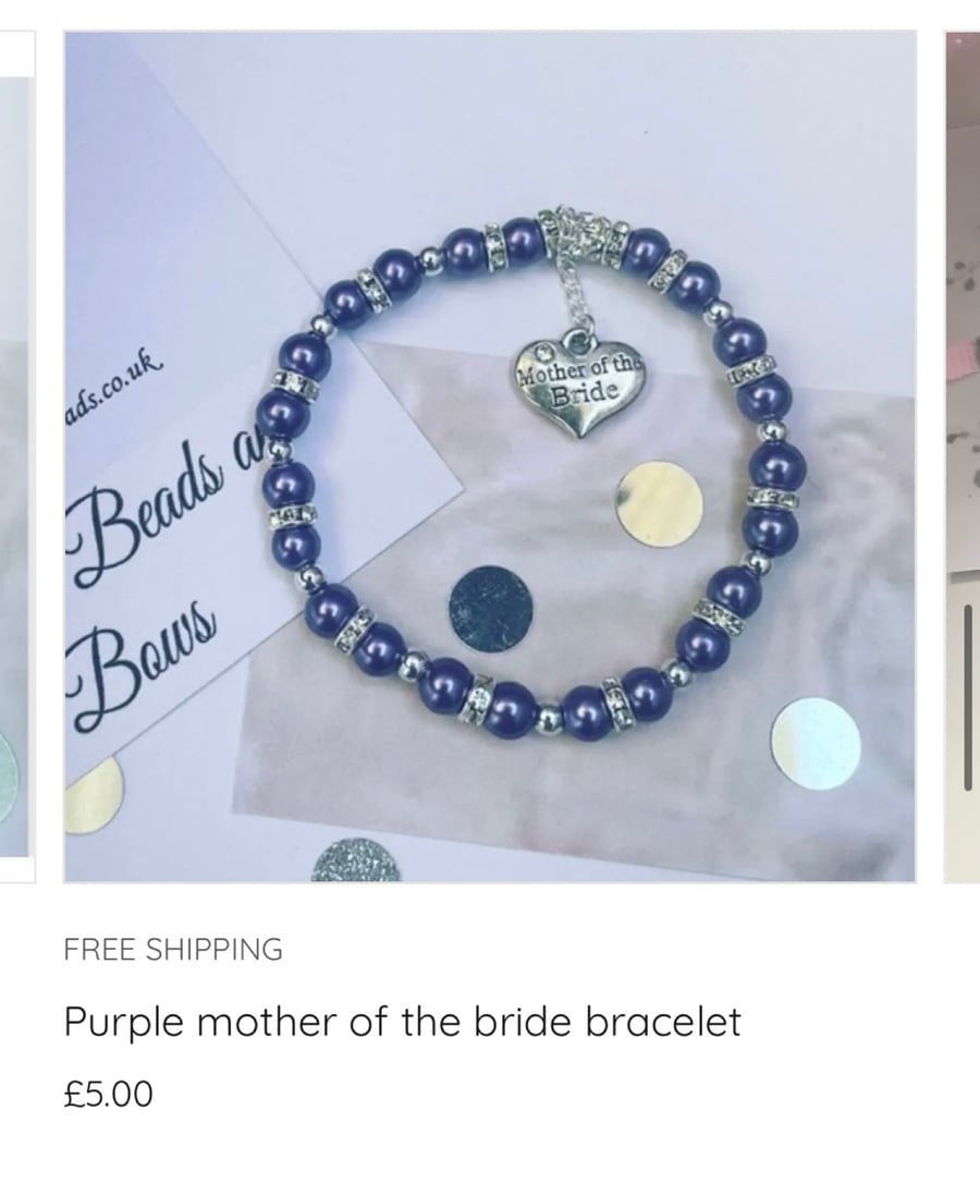 Mother of the bride purple stretch beaded charm bracelet mother of the bride