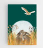 Blank card all occasions hare owl wildlife  - Image 3