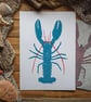 Blue lobster print A3