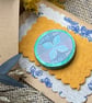 Handmade wooden brooch with floral motif  - Image 1