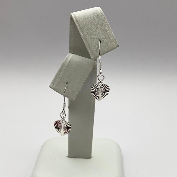 Silver Heart Drop Earrings