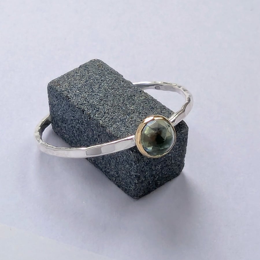 Sterling Silver Aquamarine Ring, Handmade Urban Design Jewellery