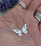 Sterling Silver Butterfly Necklace with Aquamarine - JBJ2060 - Image 5