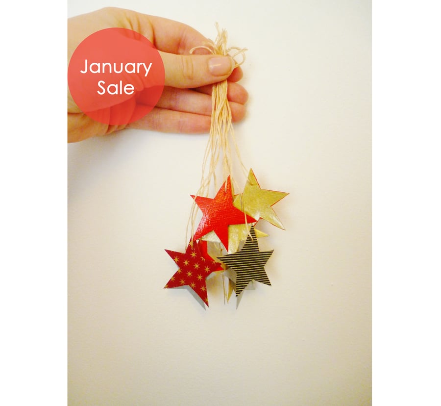 Sale - Free Postage - Mini Collaged Star Decorations