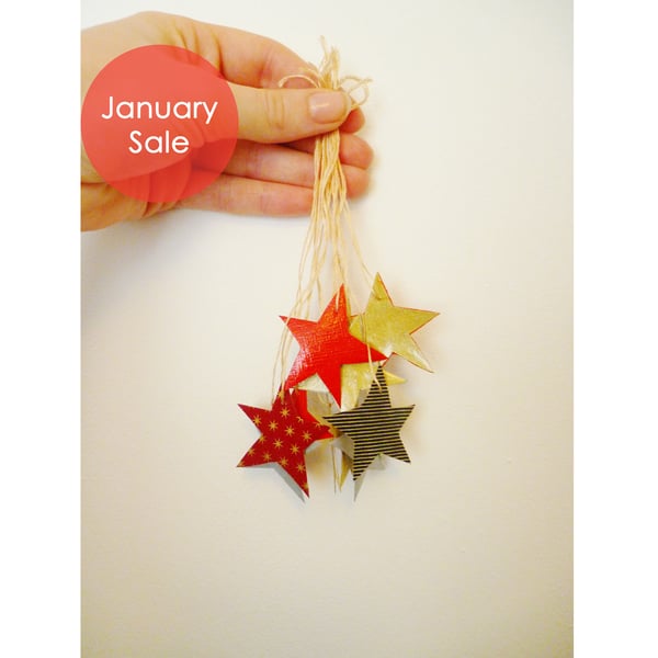 Sale - Free Postage - Mini Collaged Star Decorations